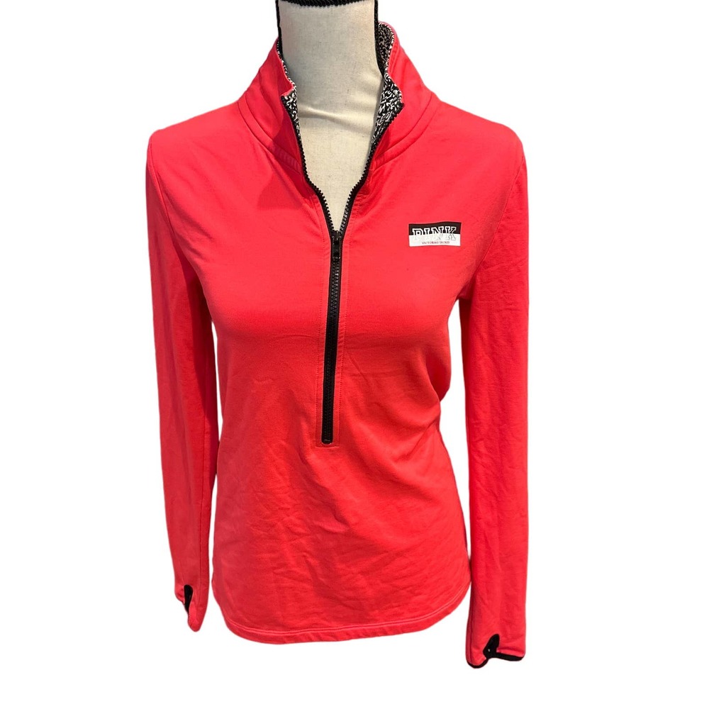 PINK Victoria's Secret Red Half-Zip Long Sleeve Pullover